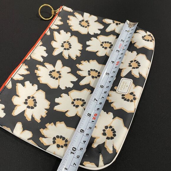 ~ Rare FOSSIL Bag Zip Clutch Daisy Floral Makeup Cosmetics Mod Pattern Pouch - Picture 4 of 11